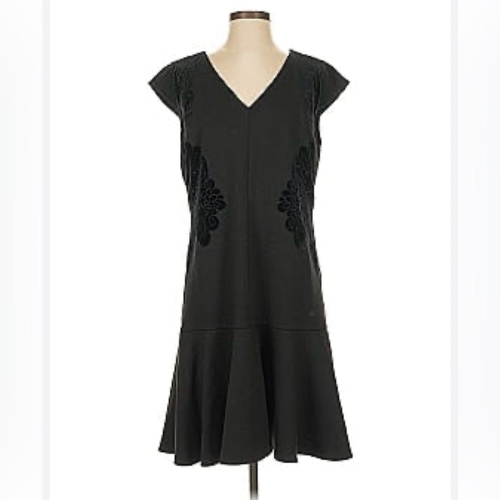 Mika Mindel Chic Black Midi Dress with Floral Accents